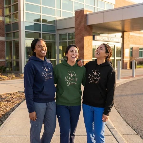 Dose of Grace Nurse Hoodie for nurses, nursing students, and healthcare workers