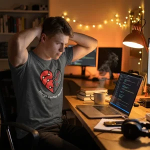 Merge Conflict Detected Git developer t-shirt with heart branch graphic for software engineers Merge Conflict Detected Git developer t-shirt with heart branch graphic for software engineers