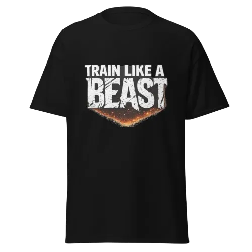 unisex-classic-tee-black Train Like a Beast T-Shirt | Gym Motivation Fitness Tee