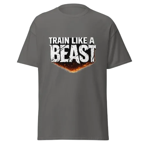 unisex-classic-tee-charcoal Train Like a Beast T-Shirt | Gym Motivation Fitness Tee