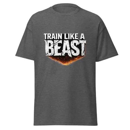 unisex-classic-tee-dark-heather Train Like a Beast T-Shirt | Gym Motivation Fitness Tee
