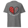 Merge Conflict Detected programmer t-shirt in graphite heather with version control inspired heart design