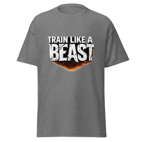 unisex-classic-tee-graphite-heather Train Like a Beast T-Shirt | Gym Motivation Fitness Tee