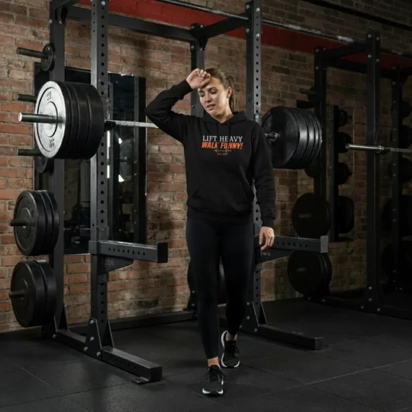 Lift Heavy Walk Funny hoodie with funny gym quote design for lifters and fitness lovers