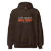 Lift Heavy Walk Funny dark chocolate hoodie with gym humor design for heavy lifting and casual wear