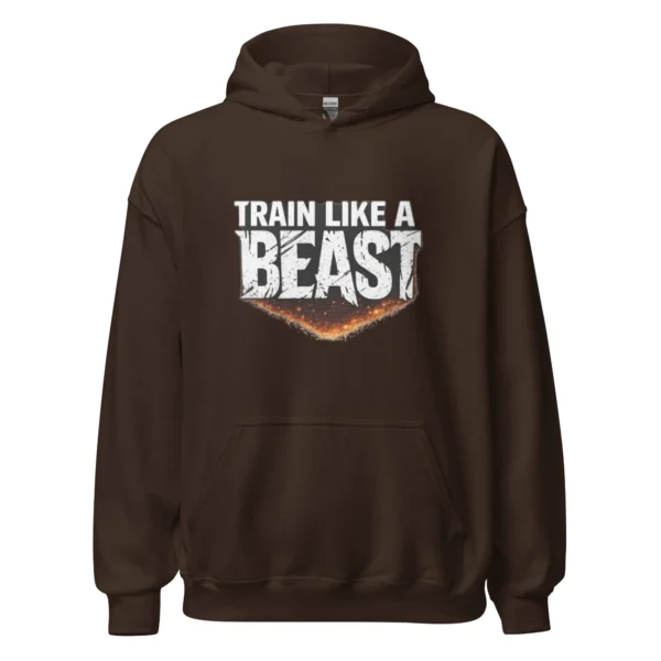 Train like a beast hoodie in dark chocolate color