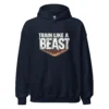 Train like a beast hoodie in navy color
