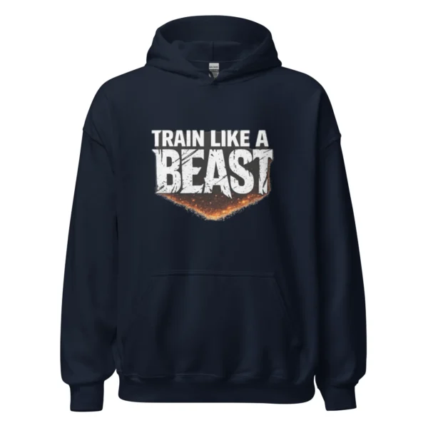 Train like a beast hoodie in navy color