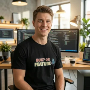 Bug or Feature T-Shirt for software testers, QA teams, and coding humor lovers Bug or Feature T-Shirt for software testers, QA teams, and coding humor lovers