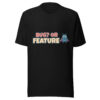 Bug or Feature T-Shirt in black with funny QA engineer design for software testers and developers