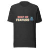 Bug or Feature T-Shirt in dark grey heather for software testers, QA teams, and coding humor lovers