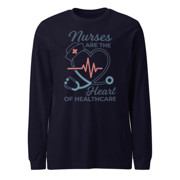 unisex-long-sleeve-tee-navy-front-6a402aee12979.jpg Nurses Heart Healthcare Long Sleeve Tee | Nurse Gift Shirt