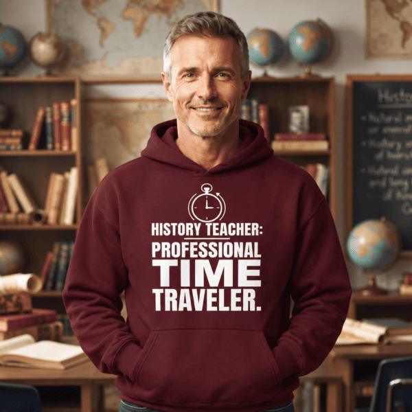 History Teacher Professional Time Traveler Hoodie Model Mockup History Teacher Professional Time Traveler hoodie model mockup