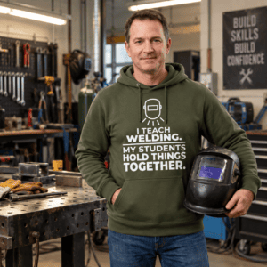 I Teach Welding Teacher Hoodie Model Mockup I Teach Welding teacher hoodie model mockup for welding instructors