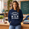 Powered by Coffee and Tiny Humans Teacher Hoodie Model Mockup Powered by Coffee and Tiny Humans teacher hoodie model mockup