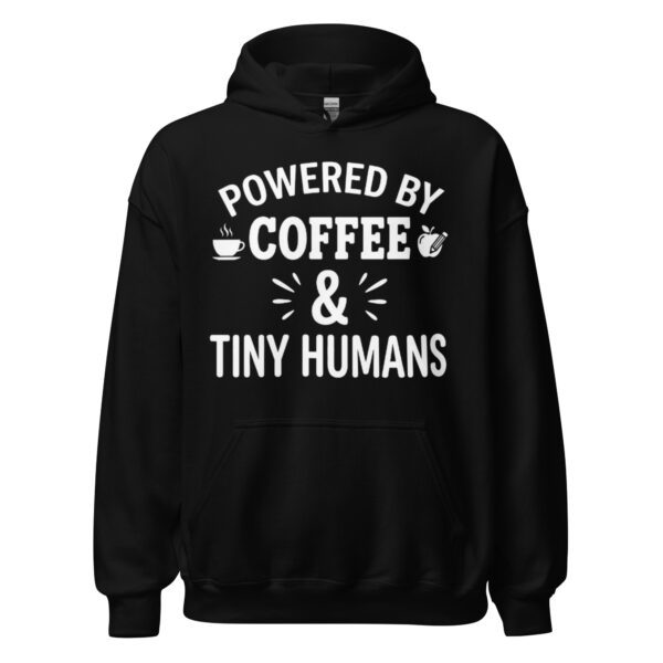 unisex-heavy-blend-hoodie-black-front-6ab8fca530e41.jpg Funny coffee teacher hoodie Powered by Coffee and Tiny Humans