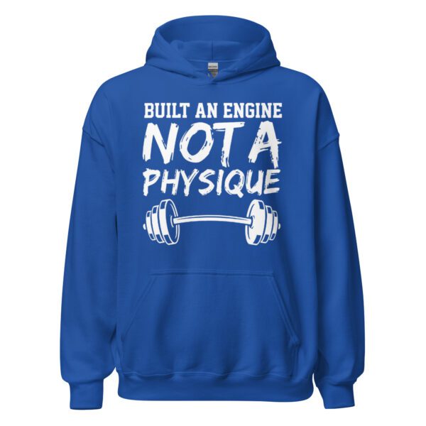unisex-heavy-blend-hoodie-royal-front-6ab8fa8a04b67.jpg Build an Engine Not a Physique fitness gift hoodie