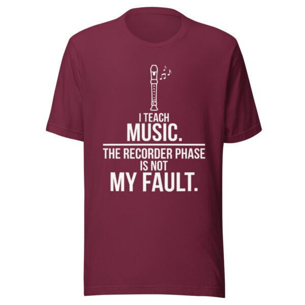 unisex-staple-t-shirt-maroon-front-6aa9ac51e0f65.jpg I Teach Music T-Shirt | Funny Music Teacher & Recorder Tee