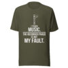 unisex-staple-t-shirt-military-green-front-6aa9ac51e324d.jpg I Teach Music T-Shirt | Funny Music Teacher & Recorder Tee