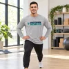 Grey crewneck calf stretch in studio Stretch Now Overthink Later Long Sleeve Shirt