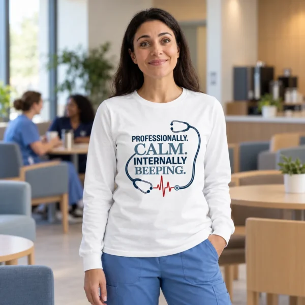 Professionally Calm Internally Beeping Nurse Long Sleeve Shirt