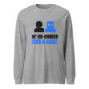 Athletic Heather My Co-Worker Is an AI Agent long sleeve shirt with near-black human and blue robot icons above the slogan