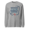 Athletic Heather nurse long sleeve shirt with Professionally Calm Internally Beeping front design