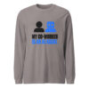 Storm My Co-Worker Is an AI Agent long sleeve shirt with near-black human and blue robot icons above the slogan